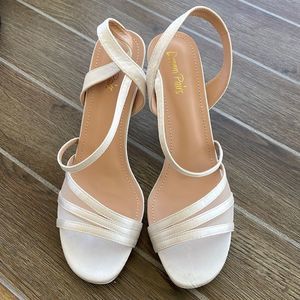 Brand new white satin heel